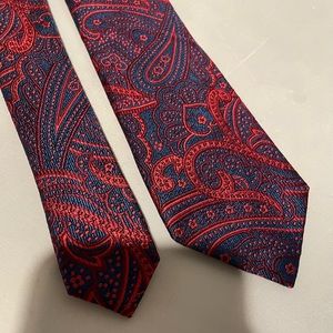 Men’s Silk Tie Necktie 59x3 Navy Blue Red